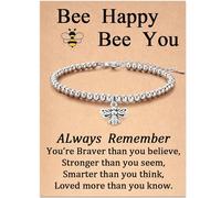 Stainless Steel Beaded Bracelets for Women Animals Charm, Inspirational Luck Card, Christmas Birthday Mother's Day Jewelry Gifts for Mom Daughter Wife Sisters, One Size, Stainless Steel, no gemstone