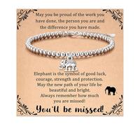 Stainless Steel Beaded Bracelets for Women Animals Charm, Inspirational Luck Card, Christmas Birthday Mother's Day Jewelry Gifts for Mom Daughter Wife Sisters, One Size, Stainless Steel, no gemstone