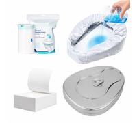 Stainless Steel Bedpan Set with 30 Disposable Liners & 30 Absorbent Pads, Daily Aid for Elderly Men and Women, Home & Care Centers (with Lid)