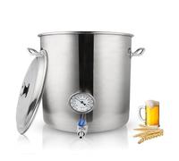 Stainless Steel Beer Brew Kettle with Thermometer Lid and Ball Valve for Home Brewing, Perfect as Brewer Pot, Soup Barrel, or Mash Tun