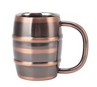 Stainless Steel Beer Mug Barrel, Double Layer Insulated Beer Stein with Handle, Milk Tea Mug for Home Bars (Retro Copper Color)