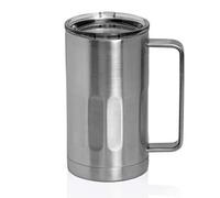 Stainless Steel Beer Mug with Lid - 20 Ounce Double Walled Vacuum Insulated Beer Mug by Maxam - Shatterproof and Spill Resistant (1)