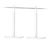 Stainless Steel Ber Posts Set2 Pcs White 28x50cm with 16.4ft Elastic Rope Stanchs for Commercial Crowd Controlment System