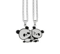 Stainless Steel Best Friends Matching Necklace for 2, Black White Cat Pendant 2PCS Couple BFF Jewelry for Women, M, Zinc, Cubic Zirconia