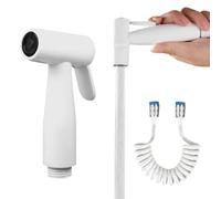 Stainless Steel Bidet Sprayer with 200 cm ABS Telescopic Shower Hose Sprayer Kit Personal Hygiene and Bed Pans Toilet Spray 2 Pieces for Water Pipes, Toilets, Bidet, Bathroom Hand Sprayer (White)