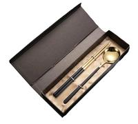 Stainless steel big portable chopsticks spoon household fresh and exquisite and practical-black gold-spoon chopsticks set