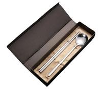 Stainless steel big portable chopsticks spoon household fresh and exquisite and practical-primary color-spoon chopsticks set