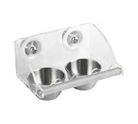 Stainless Steel Bird Cage Bowls | Parrot Food & Drink Bowl | Heavy Duty Acrylic Stand | for Budgies, Macaws, Canaries, Finches, Small Birds,
