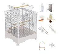 Stainless Steel Bird Cage for Parakeets, Large Flight Aviary with Spring Lock - Ideal for Finches, Cockatiels, and Parrots (8 Pieces)