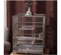 Stainless Steel Bird Cage with Hook for Small to Medium Birds, Portable Square Bird Carrier, Novel Design for Home Use and Birds on the Go