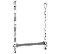 Stainless Steel Bird Swing, Large Perch with Bell, Medium Size Cage Toy Accessory, Sturdy Metal Design, Bird Perch Multi Purpose, Conure Cockatiel Lovebird Canary Macaw Use 12.2x13.78 Inches