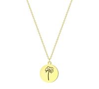 Stainless Steel Birth Flower Necklace Plant Jewelry Disc Jewelry Lotus Carving Products
