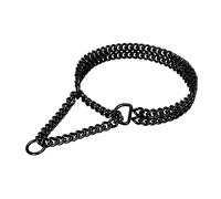 Stainless Steel Black Dog Chain Collar - Adjustable, Chew Proof, Double Row, Cuban Link, Walking Collar for Large, Small, Medium Dogs