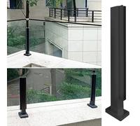 Stainless Steel Black Glass Railing Post - 2x2 Inch Square Balustrade for 10-12mm Tempered Glass -(Black End Post,130cm)