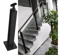 Stainless Steel Black Glass Railing Post for 3/8" or 1/2" Glass 49.2" Central Post Perfect for Decks Indoor Stair Handrails and Balustrades Support
