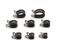 Stainless Steel Black Rubber Lined Retaining Hose P Clips Clamp and Cable with Extra Grip(14mm)