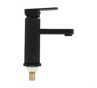 Stainless Steel Black Single Cold Basin Mixer Tap with Plastic Handle and Water Outlet, and Rust Resistant, Anti-Fingerprint Finish, Soft Water Aerator for Bathroom Sink