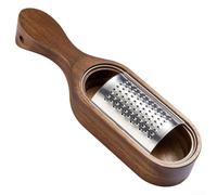 Stainless Steel Blade Cheese Grater with Acacia Wood Storage Box for Kitchen Use, 24.7 x 6.8 x 4 cm(Handle)