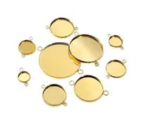 Stainless Steel Blank Bases for Pendant 8/10/12/14/16/18/20/25/30mm Inner Size Stainless Steel Material Cabochon Base Cameo Setting Charms Pendant Tray(Double Loops-Gold,25mm x 10pcs)