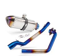 Stainless steel blue exhaust pipe set Compatible with GSX-R150 2017-2021(Blued small hexagon front and rear heads)