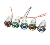 Stainless steel Blue green red yellow Led 12V 16mm 24V 110V 220V Metal Push Button Latching Switch(Green,220V)