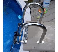 Stainless Steel Boat Ladder, Folding Telescoping Rear Entry Heavy Duty Deck Pool Boarding with Pedal