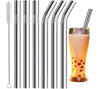Stainless Steel Boba Straws, 0.5'' Extra Wide Reusable Metal Drinking Straws for Milkshakes, Bubble Tea, Smoothie, Set of 6 Jumbo Drinks with 1 Cleaning Brush11