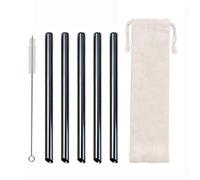 Stainless Steel Boba Straws - Extra Wide Reusable Metal Straws Smoothie/Bubble Tea/Milkshakes Straws 12mm/0.5" - for Bubble & Boba Tea, Milkshakes, Multi-Colored Metal Drinking Straws (Black)