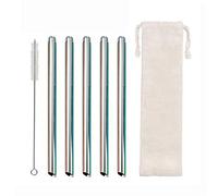 Stainless Steel Boba Straws - Extra Wide Reusable Metal Straws Smoothie/Bubble Tea/Milkshakes Straws 12mm/0.5" - for Bubble & Boba Tea, Milkshakes, Multi-Colored Metal Drinking Straws (Silvery)