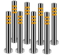 Stainless Steel Bollard Parking Post with Anchor Bolts, Traffic Safety Solution for Driveway and Construction, 2PCS, 100cm Height, Durable Metal Design
