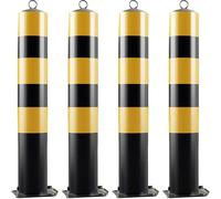 Stainless Steel Bollard, Removable Parking Post with Reflective Strips - Commercial Grade Bolt-Down Security for Traffic & Driveways(Yellow-4)