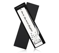 Stainless Steel Bookmark, On to The Next Chapter Bookmarks Metal Book Lover Gifts Funny Bookmarks for Women Men Teacher Classmates, Book Accessories with Feather Pendant & Box