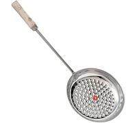 Satre Online and Marketing Stainless Steel Boondi Zara with Wooden Handel Size No. 1, Skimmer, Boondi Strainer Wooden Handel Size No. 1