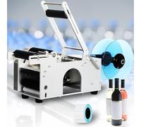 Stainless Steel Bottle Labeller, Adjustable Pressure Bar for Round Bottles, Semi Automatic Labeling Solution