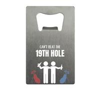Stainless Steel Bottle Opener Wallet - Card Size, Full Colour, Golf Accessories, Can't Beat The 19th Hole - Perfect for Men and Fathers
