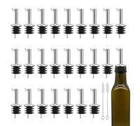 Stainless Steel Bottle Pourers, Small Hole Bottle Olive Oil Spout with Rubber Dust Caps, Wine Pourers Liquor Pour Spouts for Pours Liquid, Wine, Vinegar, Most Liquor Bottles (24PC)