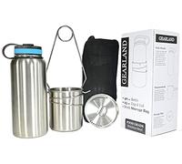 Stainless Steel Bottle with Nested Camping Cup with Lid - Canteen, Camping Cookware, Measuring Kit, Bushcraft Gear, Bug Out Kits, Camp Mug, Bugout Bag