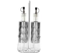 Stainless Steel Bottles Glass for Oil Vinegar 2x320ml with Solid Stand