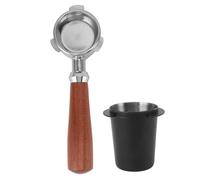 Stainless Steel Bottomless Naked Portafilter, Coffee Machine Accessories, with Powder Catcher Cup and Wooden Handle, Detachable Design for Espresso Extraction Observation, Perfect (Black)