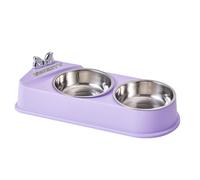 Stainless Steel Bowl, Non-Slip Pet Container, Puppy Feeding Dish, Double Bowl Design Resin Station Sturdy Construction Easy to Clean for Pets, 12.8x5.31x2.36 Inches