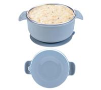 Stainless Steel Bowl with Silicone Lid - Spill Proof & Anti-Scald Feeding Container | 6-Inch Insulated Snack Plate for Led Weaning (BLW) | Durable Dish Home, Daycare & Travelc