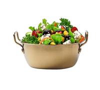 Stainless Steel Bowls - Double Ear Household Bowl with Gold Handle | Instant Noodle Bowl, Snack Bowl, Rice, Dessert, Durable Kitchen Bowl, F Handle