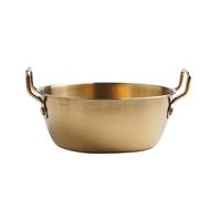 Stainless Steel Bowls - Double Ear Small Food Basket, Golden Instant Noodle Bowl | Indian Food Serving Dishes with Handles, Kitchen Set Hot or Cold Food Pot for Everyday Use, Serving and Cooking.