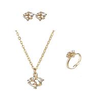 Stainless Steel Bracelet Beating Fan Pendant Ring Earrings 3 Piece Set Jewelry Suitcase with Wheels (Rose Gold, One Size)