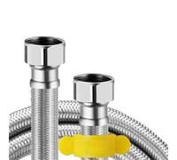 Stainless Steel Braided Hose 2pcs 20cm-200cm Hose 3/4" 10mm Inner Tube Enlarged Big Flow Explosion-Proof Flexible Braided Hose Faucet Water Pipe for Bidet Sprayer, Chrome(40cm)