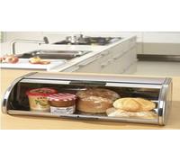 Stainless Steel Bread Bin - Chrome Finish Roll Top Bread Storage Box for Kitchen Countertop - Stylish & Durable Bread Container with Gift Box Packaging for Fresh Bread - Medium Size 438x268x180mm