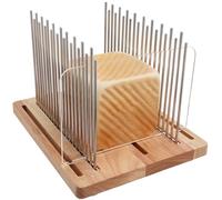 Stainless Steel Bread Slicer - Adjustable Guide, Foldable & Compact, Durable Wooden Structure