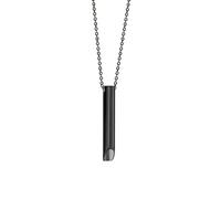 Stainless Steel Breathing Necklace for Anxiety Relief - Mindfulness Meditation Jewelry & Deep Breathing Tool - Quit Smoking & Stress Calming Whistle Pendant Gift (Black)