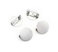 Stainless Steel Brooch Pin Disk Base， 10 pcs Stainless Steel Brooch Style Cabochon Blank Base Cameo Settings 10-14mm(14mm)