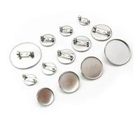 Stainless Steel Brooch Pin Disk Base， 10pcs 8-30mm Stainless Steel Cabochon And Cameo Setting Brooch Base Jewelry Findings(12mm)